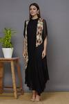 Buy Aariyana Couture Black Viscose, Georgette, Bamboo Sequins, Beads Asymmetric Dress With Jacket Online at Aza Fashions Buy_Aariyana Couture_Black Viscose, Georgette, Bamboo Sequins, Beads Asymmetric Dress With Jacket_Online_at_Aza_Fashions
