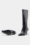 Oroh_Black Luz Genuine Leather Pointed Toe Long Boots _at_Aza_Fashions
