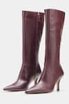Buy_Oroh_Maroon Luz Genuine Leather Pointed Toe Long Boots _at_Aza_Fashions