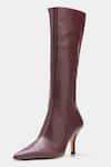 Oroh_Maroon Luz Genuine Leather Pointed Toe Long Boots _Online_at_Aza_Fashions