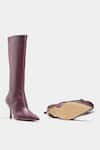 Oroh_Maroon Luz Genuine Leather Pointed Toe Long Boots _at_Aza_Fashions