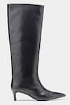 Buy_Oroh_Black Paula Pointed Toe Kitten Heel Long Boots _Online_at_Aza_Fashions