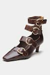 Oroh_Brown Buckles Mariana Detail Pointed Toe Pump Heels _Online_at_Aza_Fashions