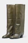 Buy Oroh Green Mia Genuine Leather Block Heel Long Boots at Aza Fashions Buy_Oroh_Green Mia Genuine Leather Block Heel Long Boots _at_Aza_Fashions