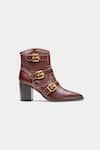 Shop_Oroh_Brown Buckles Teresa Detail Genuine Leather Ankle Boots 