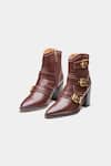 Oroh_Brown Buckles Teresa Detail Genuine Leather Ankle Boots _Online