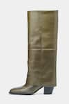 Buy Oroh Green Mia Genuine Leather Block Heel Long Boots Buy_Oroh_Green Mia Genuine Leather Block Heel Long Boots