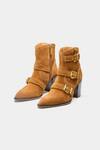 Shop_Oroh_Tan Buckles Teresa Detail Block Heel Ankle Boots 