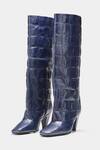 Buy_Oroh_Navy Patricia Midnight Crocodile Embossed Long Boots _at_Aza_Fashions