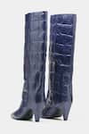 Shop_Oroh_Navy Patricia Midnight Crocodile Embossed Long Boots _at_Aza_Fashions