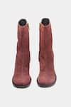 Shop_Oroh_Maroon Juana Block Heel Ankle Boots _Online_at_Aza_Fashions