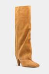 Oroh_Tan Patricia Long Boots With Kitten Heel _Online_at_Aza_Fashions
