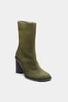 Oroh_Olive Green Juana Genuine Leather Block Heel Ankle Boots _Online_at_Aza_Fashions