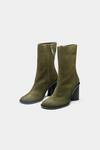 Buy_Oroh_Olive Green Juana Genuine Leather Block Heel Ankle Boots _Online