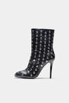 Oroh_Black Studs Eliana Studded Genuine Leather Ankle Boots _at_Aza_Fashions