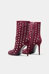 Shop_Oroh_Maroon Studs Eliana Embellished Pencil Heel Ankle Boots _at_Aza_Fashions