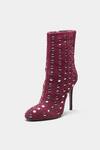Oroh_Maroon Studs Eliana Embellished Pencil Heel Ankle Boots _Online_at_Aza_Fashions