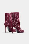 Shop_Oroh_Maroon Studs Eliana Embellished Pencil Heel Ankle Boots _Online_at_Aza_Fashions