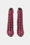Oroh_Maroon Studs Eliana Embellished Pencil Heel Ankle Boots _Online