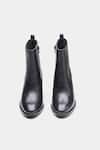 Oroh_Black Amaia Smooth Design Block Heel Ankle Boots _at_Aza_Fashions