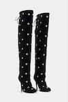 Buy_Oroh_Black Studs Dolores Studded Knee High Boots _at_Aza_Fashions