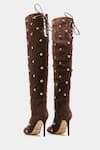 Shop_Oroh_Brown Studs Dolores Studded Knee High Boots _at_Aza_Fashions