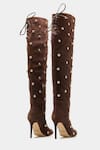 Oroh_Brown Studs Dolores Studded Knee High Boots _Online_at_Aza_Fashions