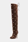Shop_Oroh_Brown Studs Dolores Studded Knee High Boots _Online_at_Aza_Fashions