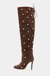 Buy_Oroh_Brown Studs Dolores Studded Knee High Boots 