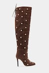 Shop_Oroh_Brown Studs Dolores Studded Knee High Boots 