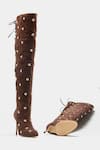 Buy_Oroh_Brown Studs Dolores Studded Knee High Boots _Online