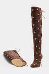 Shop_Oroh_Brown Studs Dolores Studded Knee High Boots _Online