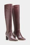Buy_Oroh_Brown Paz Long Boots With Semi Block Heel _at_Aza_Fashions