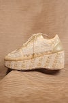 Buy Around Always Gold Sequins, Embroidery, Beads Aranya Platform Sneaker Wedges at Aza Fashions Buy_Around Always_Gold Sequins, Embroidery, Beads Aranya Platform Sneaker Wedges _at_Aza_Fashions