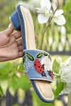 Around Always_Blue Denim Ladybug And Floral Embroidered Flats _Online_at_Aza_Fashions