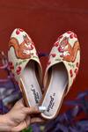 Buy Around Always Brown Beads, Embroidery Squirrel Design Textured Open-back Mules at Aza Fashions Buy_Around Always_Brown Beads, Embroidery Squirrel Design Textured Open-back Mules _at_Aza_Fashions