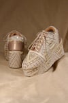 Buy Around Always Gold Gaatha Geometric Beadwork And Pearl Embroidered Sneaker Wedges at Aza Fashions Buy_Around Always_Gold Gaatha Geometric Beadwork And Pearl Embroidered Sneaker Wedges _at_Aza_Fashions
