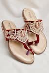 Buy_Around Always_Maroon Falguni Floral Embroidered Flats _at_Aza_Fashions