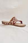 Buy_Around Always_Maroon Falguni Floral Embroidered Flats _Online_at_Aza_Fashions