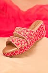Buy_Around Always_Pink Embroidery, Sequins, Zari, Gemstones Abha Zardozi Geometric Wedges _at_Aza_Fashions