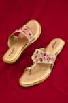 Buy_Around Always_Pink Knotty Hand Embroidered Kolhapuri Flats _at_Aza_Fashions