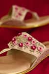 Around Always_Pink Knotty Hand Embroidered Kolhapuri Flats _Online_at_Aza_Fashions