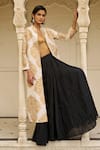 Buy_Dash And Dot_Black Polyester, Viscose Crushed Crinkle Maxi Skirt _at_Aza_Fashions