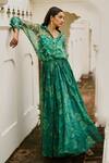 Buy_Dash And Dot_Emerald Green Organza Printed Maxi Skirt _Online_at_Aza_Fashions