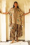Buy_Dash And Dot_Multi Color Bemberg Embroidery, Metallic Thread Garden Print Tunic And Salwar Set 