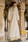 Shop_Dash And Dot_Ivory Polyester, Viscose Zari Round Neck Crushed Gota Weave Tunic _at_Aza_Fashions