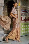 Dash And Dot Gold Silk, Viscose Zari, Tassels Round Neck Banaras Tissue Top at Aza Fashions Dash And Dot_Gold Silk, Viscose Zari, Tassels Round Neck Banaras Tissue Top _at_Aza_Fashions