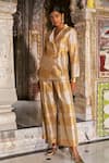 Shop_Dash And Dot_Gold Silk, Tissue Banaras Blazer _Online_at_Aza_Fashions