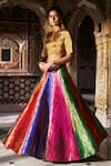 Buy_Dash And Dot_Multi Color Brocade, Lurex Metallic Thread, Banaras Multicolour Flared Skirt _Online_at_Aza_Fashions