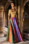 Buy_Dash And Dot_Multi Color Brocade, Lurex Metallic Thread, Banaras Multicolour Flared Skirt 